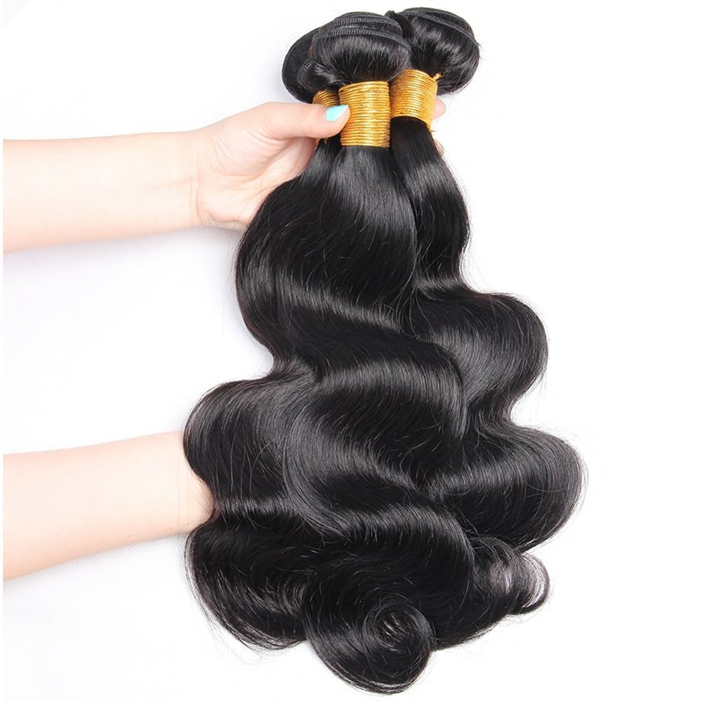 12 14 16 Zoll Body Wave Human Hair Bundles Brasilianisches Echthaar Schwarz Human Hair 3 Bundles Totale 300G Brazilian Unprocessed Virgin Hair Extensions Echthaar #1B Natural Color Bundles