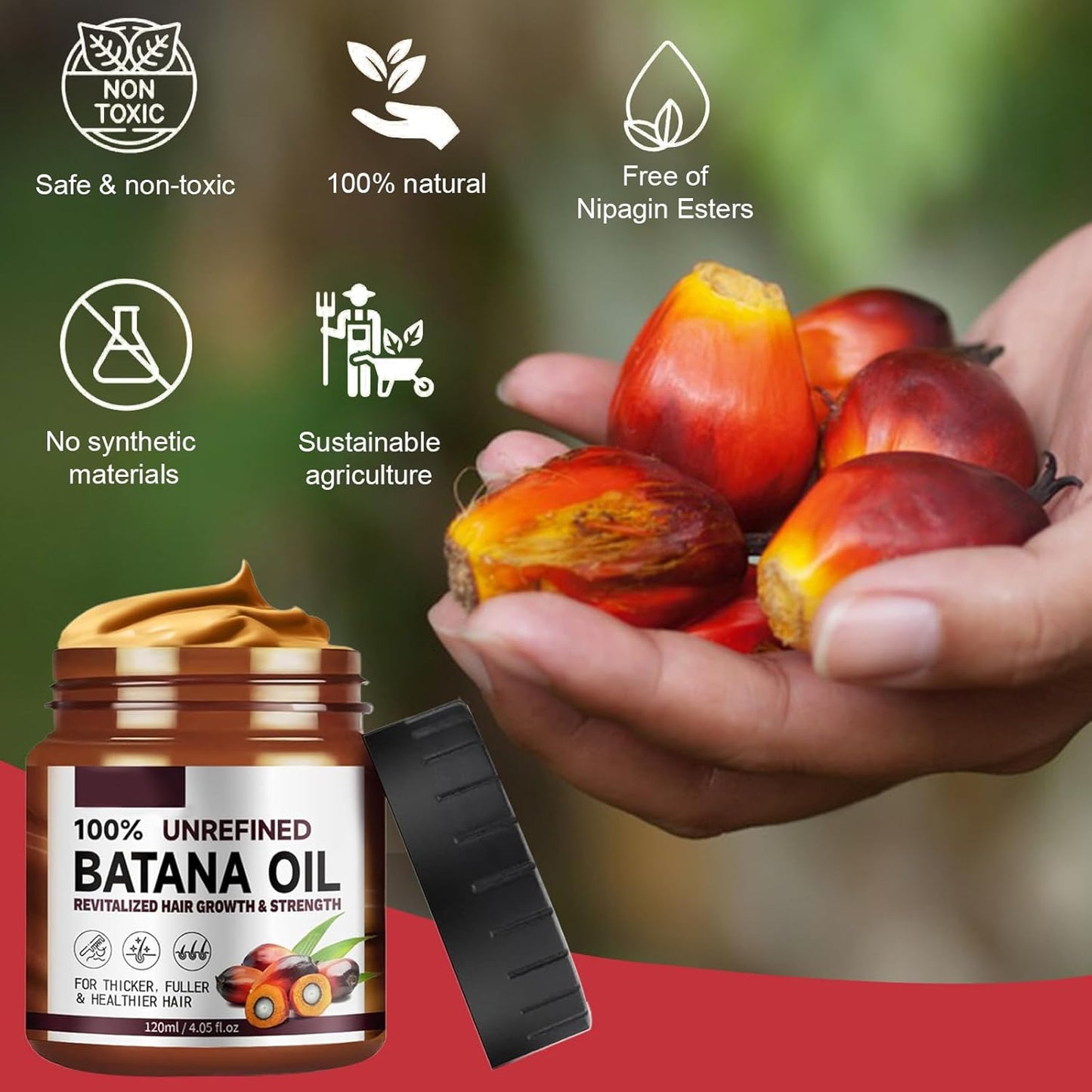 Bio Batana Öl Für Haarwachstum, 120 ML Organic Batana Oil Hair Growth Conditioner, Pure Raw Batana Oil Treatment, Verhindert Haarausfall, Repariert Beschädigtes Haar