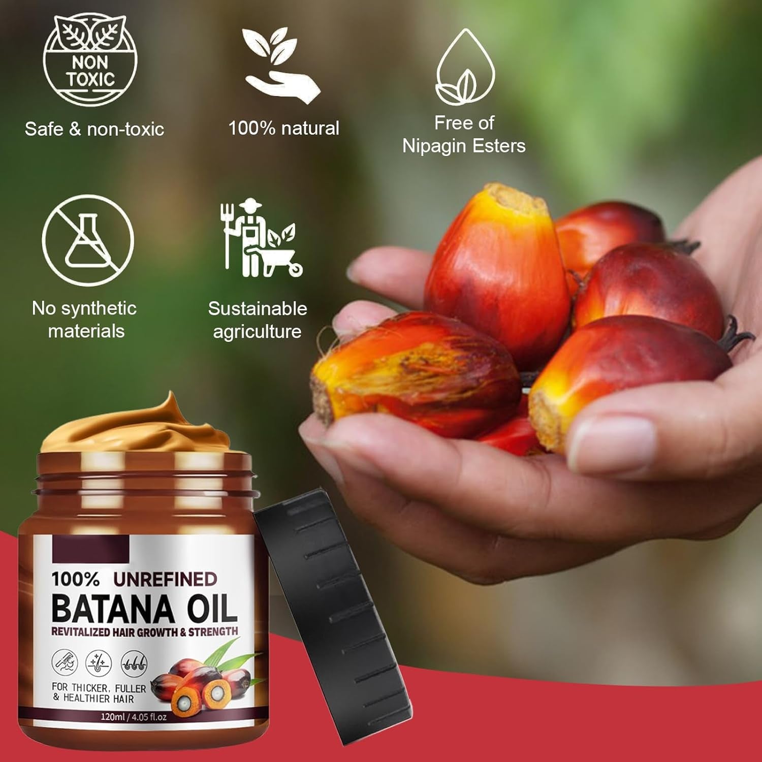 Bio Batana Öl Für Haarwachstum, 120 ML Organic Batana Oil Hair Growth Conditioner, Pure Raw Batana Oil Treatment, Verhindert Haarausfall, Repariert Beschädigtes Haar