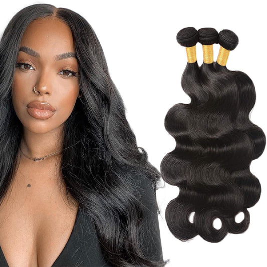 12 14 16 Zoll Body Wave Human Hair Bundles Brasilianisches Echthaar Schwarz Human Hair 3 Bundles Totale 300G Brazilian Unprocessed Virgin Hair Extensions Echthaar #1B Natural Color Bundles