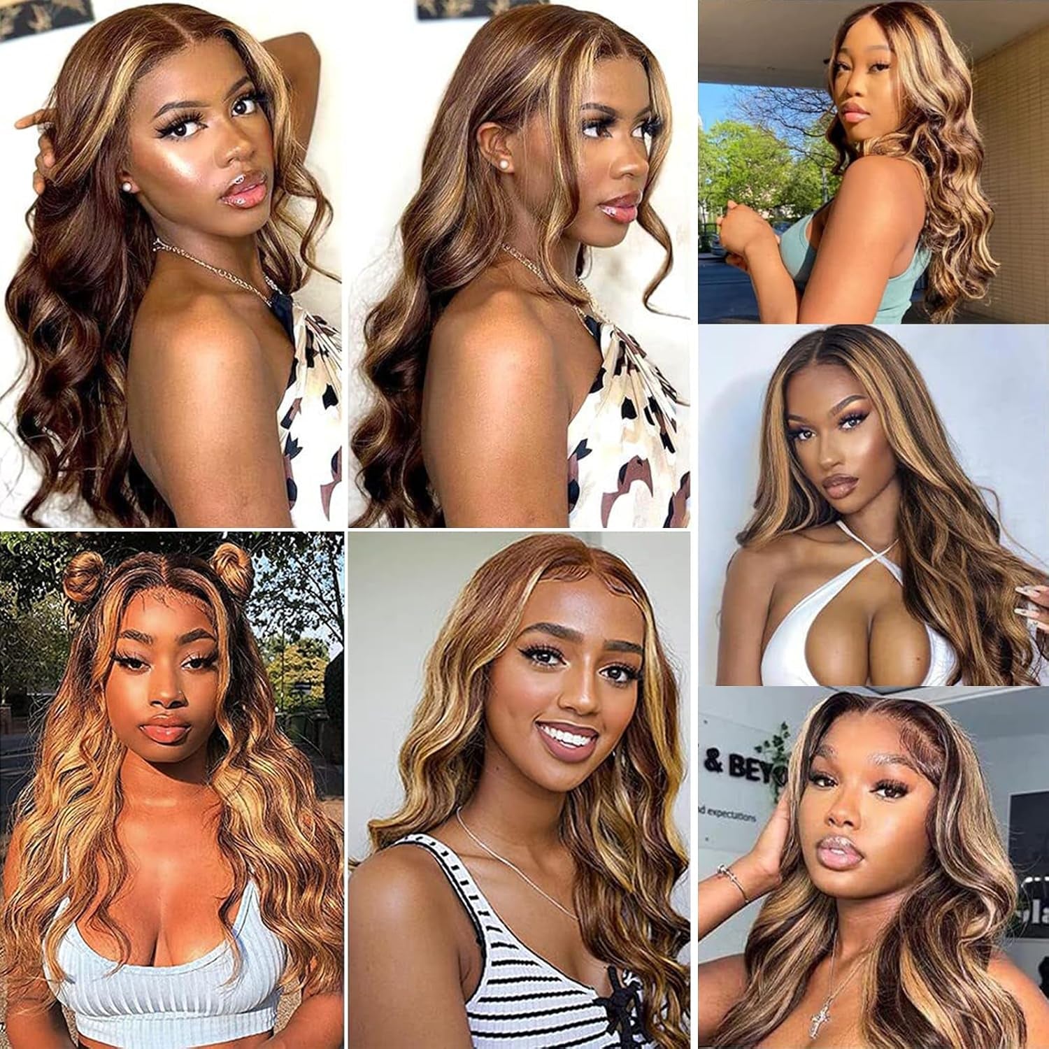 20 Zoll Perücke Damen Echthaar 13X4 Lace Front Wig Human Hair Echthaar Perücke Highlight Ombre 4/27 Body Wave Wig Human Hair 180% Density Blonde Perücke Damen Human Hair Wig (50Cm)