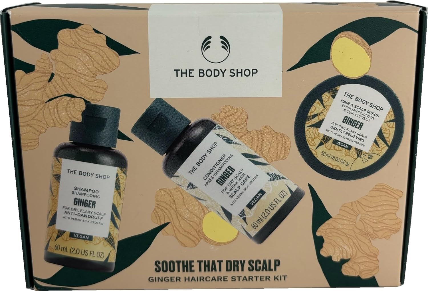 - Ginger Haircare Starter Kit - Shampoo 60Ml + Conditioner 60Ml + Hair & Scalp Scrub 50Ml