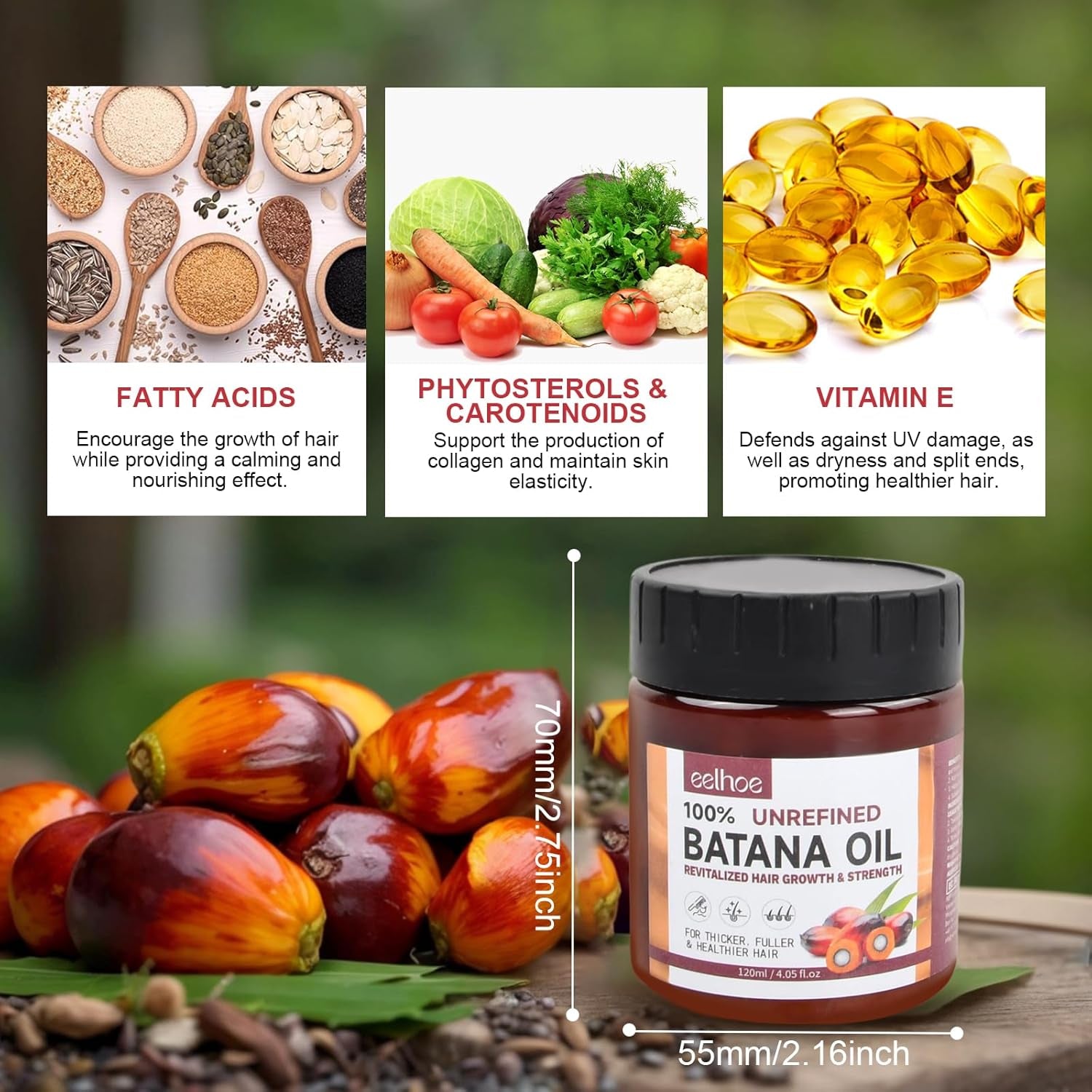 Bio Batana Öl Für Haarwachstum, 120 ML Organic Batana Oil Hair Growth Conditioner, Pure Raw Batana Oil Treatment, Verhindert Haarausfall, Repariert Beschädigtes Haar