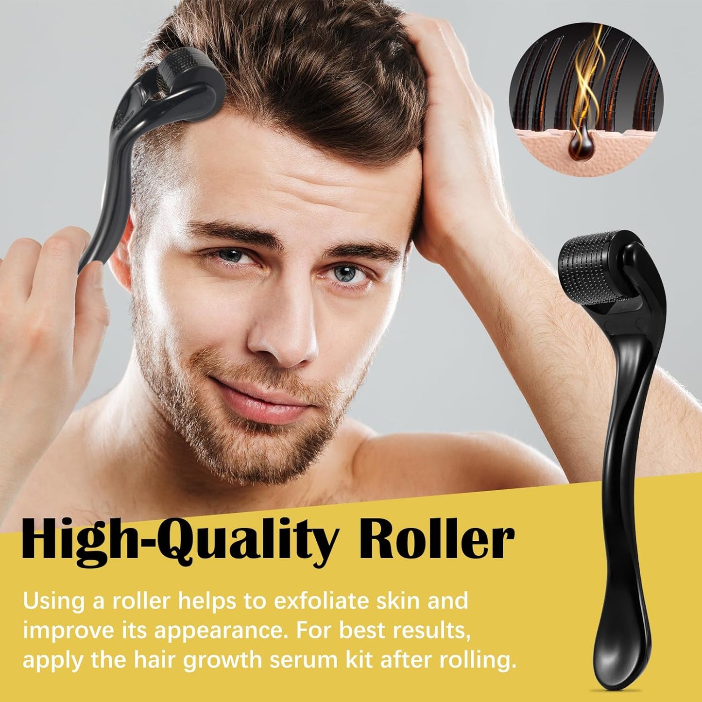 Bartwuchs Kit Mit Titanium Derma Roller, Beard Growth Kit,Bart Wachstum Set Mit Bartroller,Bartwuchs Bartöl Stimuliert Das Wachstum Von Haaren Und Bärten Für Weihnachten Herren Geschenke