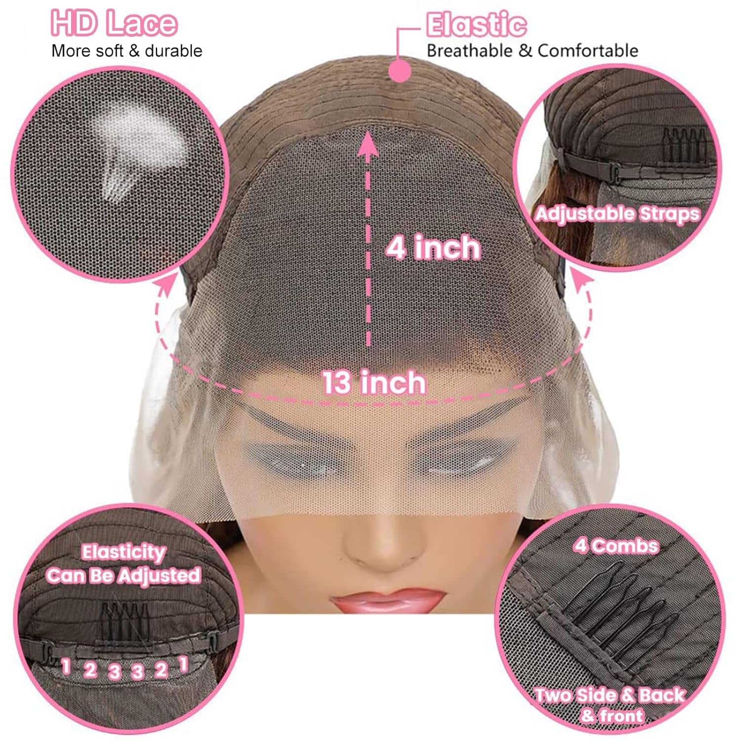 20 Zoll Perücke Damen Echthaar 13X4 Lace Front Wig Human Hair Echthaar Perücke Highlight Ombre 4/27 Body Wave Wig Human Hair 180% Density Blonde Perücke Damen Human Hair Wig (50Cm)